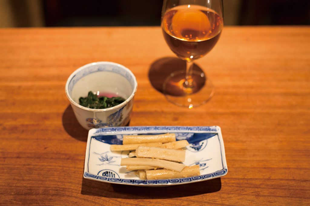 「金時草のおひたし」、「素ごぼう」(各500円) 葡呑