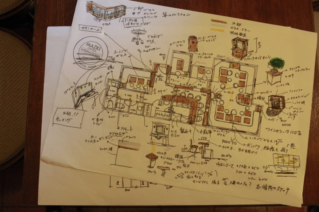 学生時代は画家を志していた。一枚絵のような図面には細かな指示が。 MG_4508