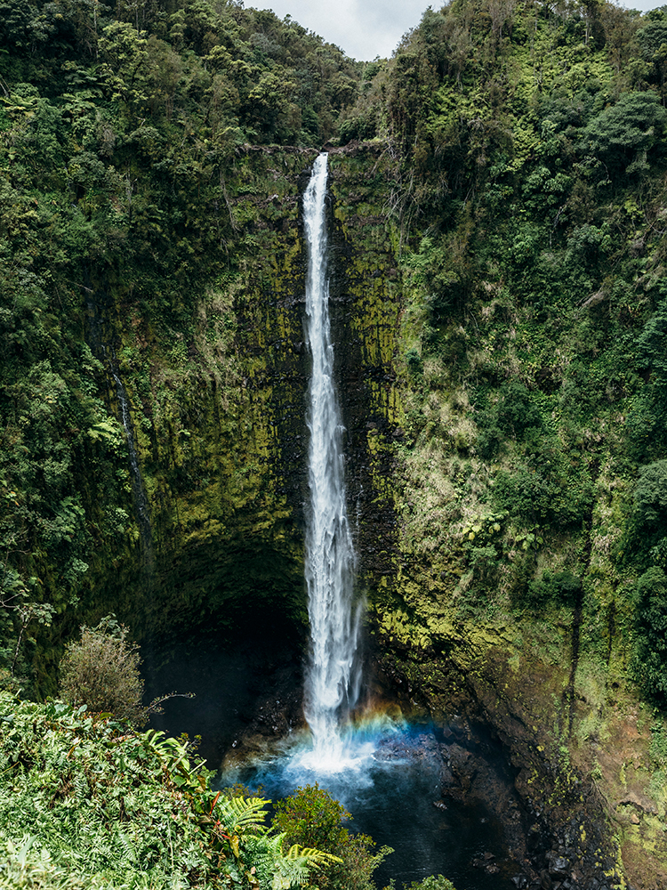 数々の神話や伝説が残るアカカ滝は、ハワイアンソングにも登場。