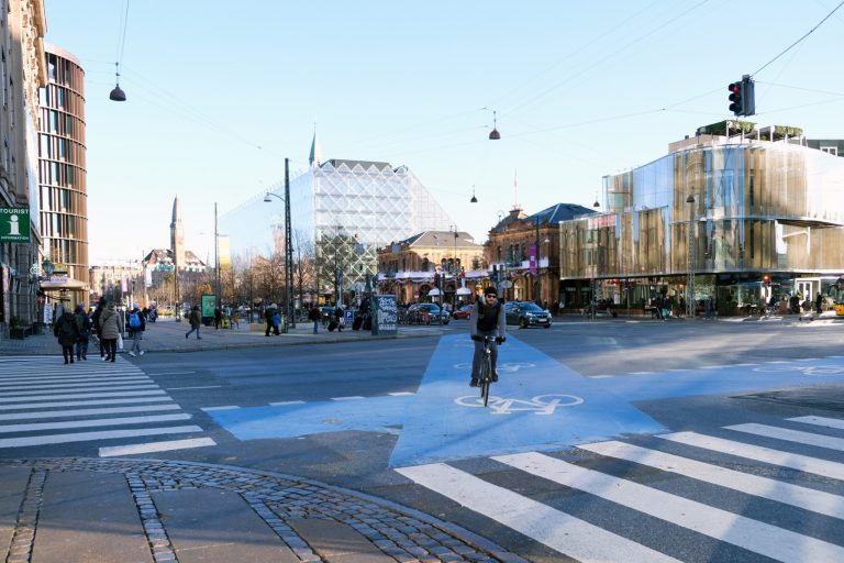 デンマークには自転車専用道路や信号機があり、整備が進んでいる デンマークには自転車専用道路や信号機があり、整備が進んでいる