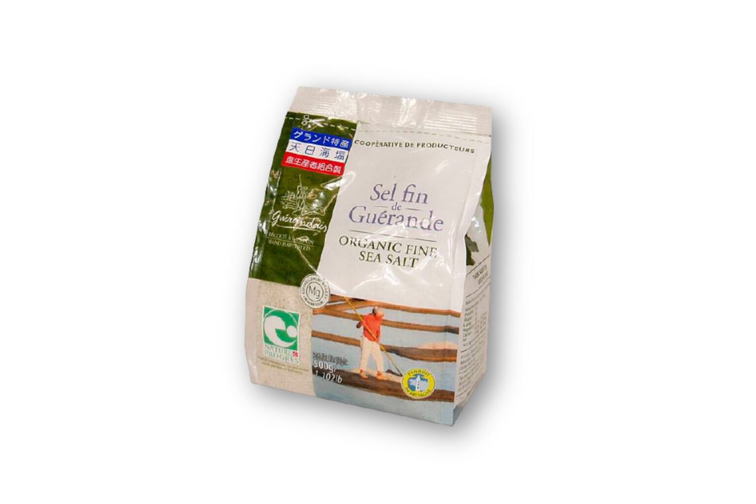 フランスのブルターニュ産のミネラル豊富な塩。ゲランドの塩（セル ファン袋）500g 606円（カルディ コーヒーファーム）