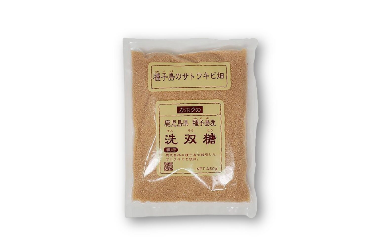 種子島産のサトウキビで作った「洗双糖」450g 378円。カルシウムや鉄分がいっぱい。（鹿北製油 
 http://shop.kahokuseiyu.co.jp/）