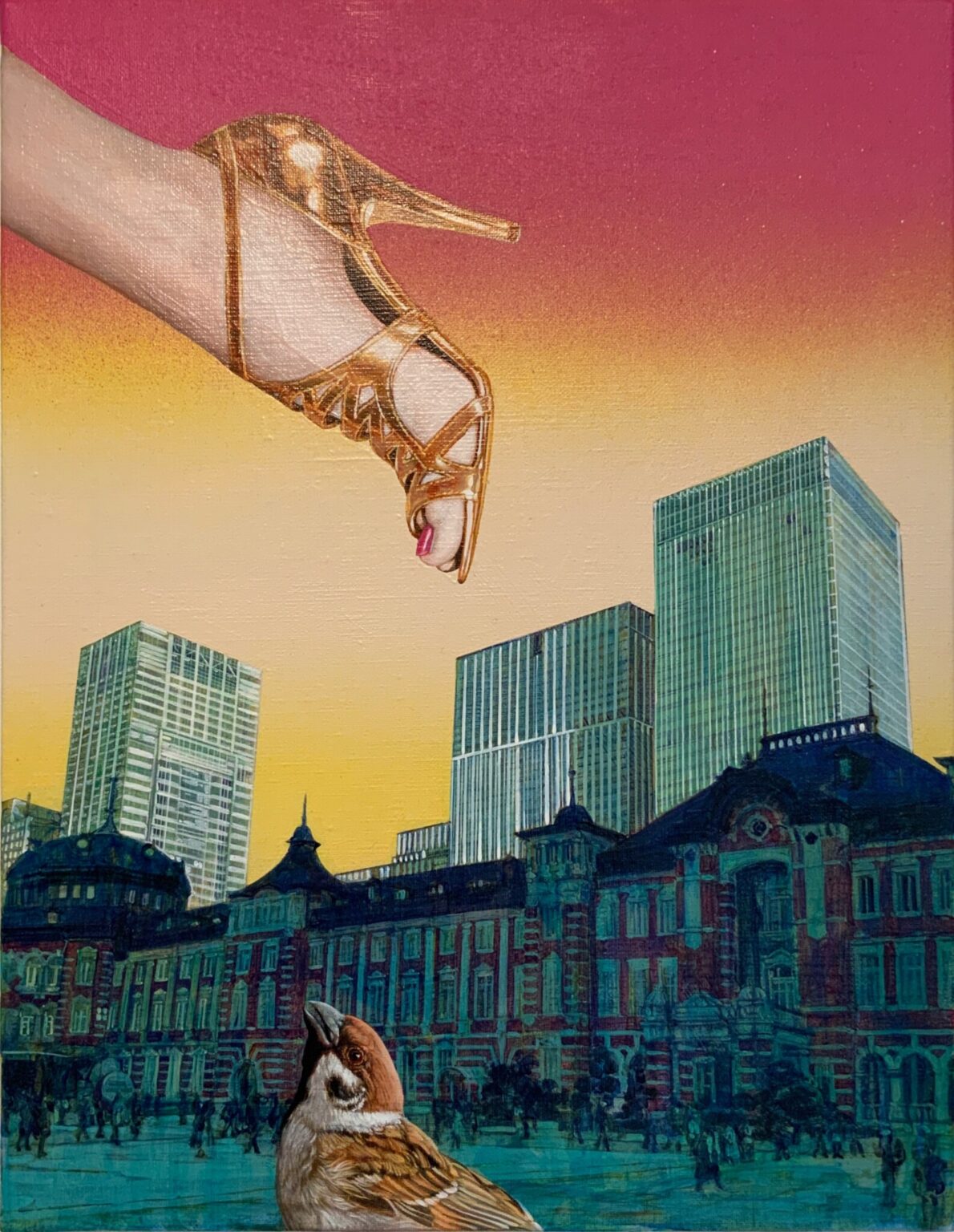 「東京駅の空」キャンバスにアクリル、410 × 318mm