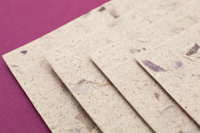 ブドウから作られた紙には皮が少し残っているのが特徴。