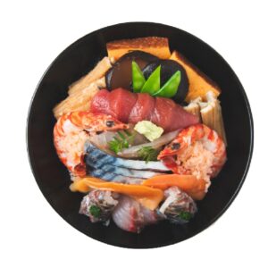 「吹き寄せちらし」マグロや天然シマアジ、ヒラメの昆布締めなど、〈青木〉の寿司ネタがたっぷりと盛り込まれたちらし寿司。ふんわりとした煮穴子や脂ののったシメサバなども美味。5,000円～。