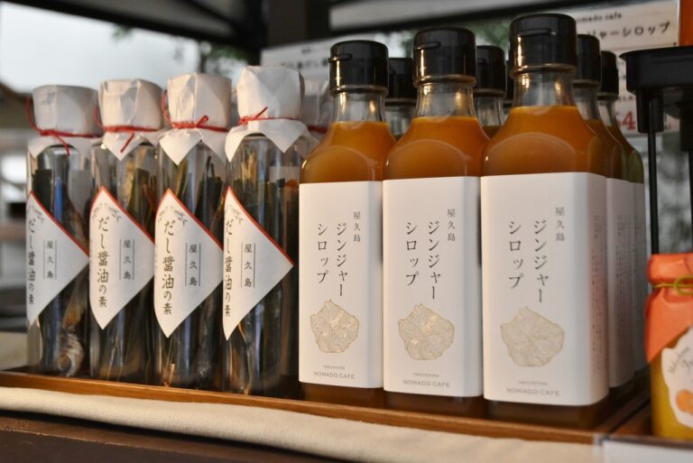 左から「屋久島 出汁醤油の素」、「屋久島 ジンジャーシロップ」。