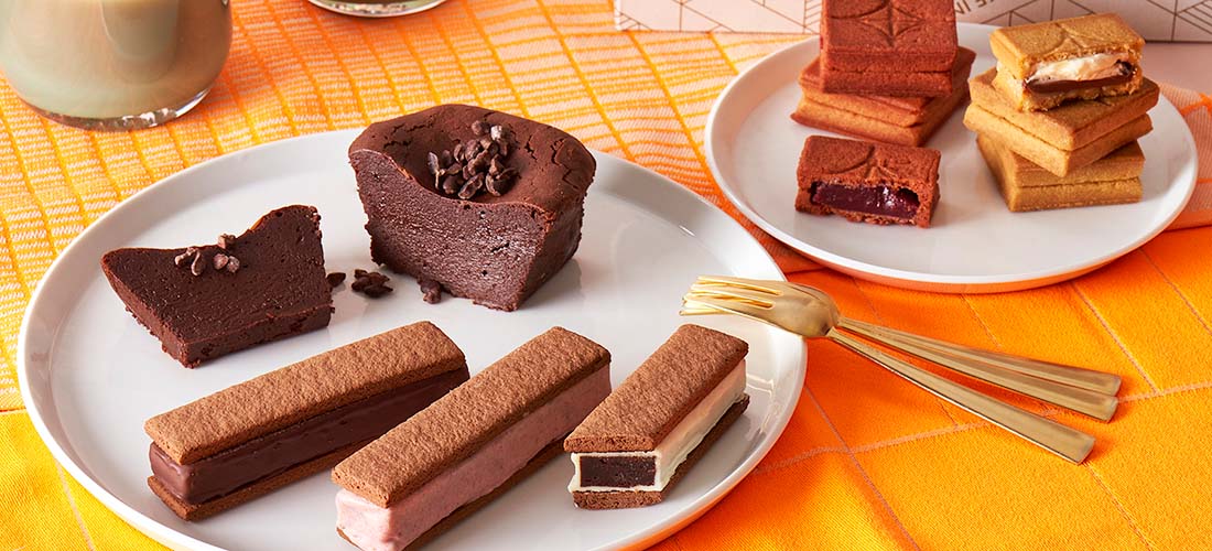 〈BAKE CHEESE TART〉や〈PRESS BUTTER SAND〉の〈BAKE〉からチョコレートの味わいを楽しむ新商品が登場。