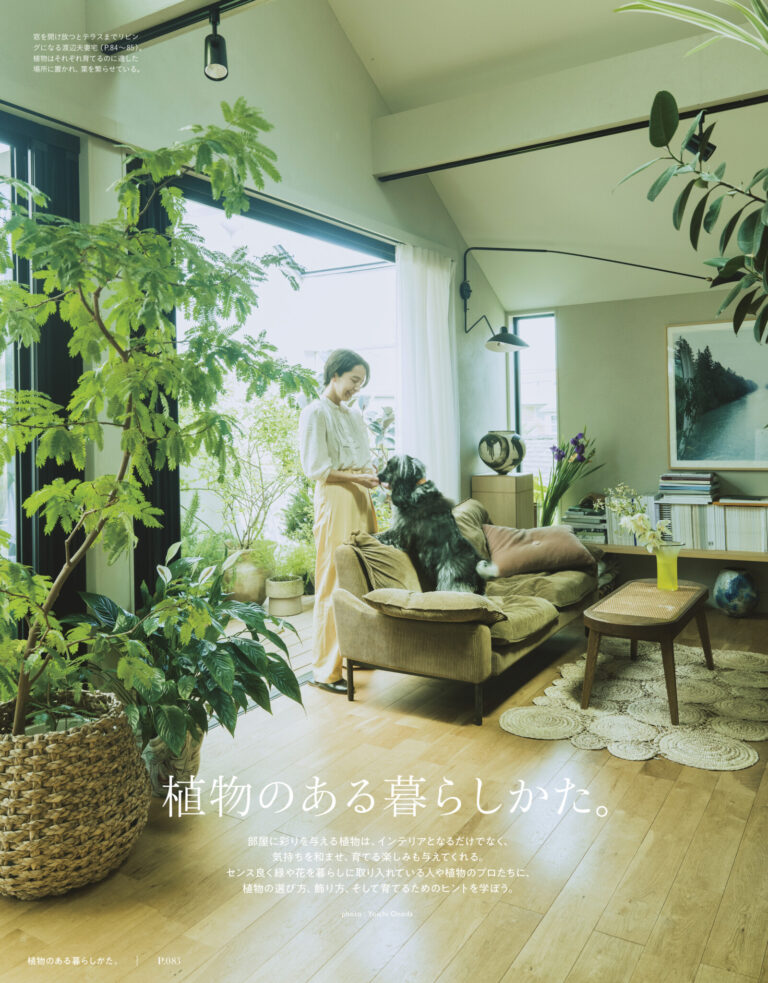 部屋に彩りを与える植物は、インテリアとなるだけでなく、気持ちを和ませ、育てる楽しみも与えてくれます。センス良く緑や花を暮らしに取り入れている人や植物のプロたちに、植物の選び方、飾り方、そして育てるためのヒントを学びました。 部屋に彩りを与える植物は、インテリアとなるだけでなく、気持ちを和ませ、育てる楽しみも与えてくれます。センス良く緑や花を暮らしに取り入れている人や植物のプロたちに、植物の選び方、飾り方、そして育てるためのヒントを学びました。