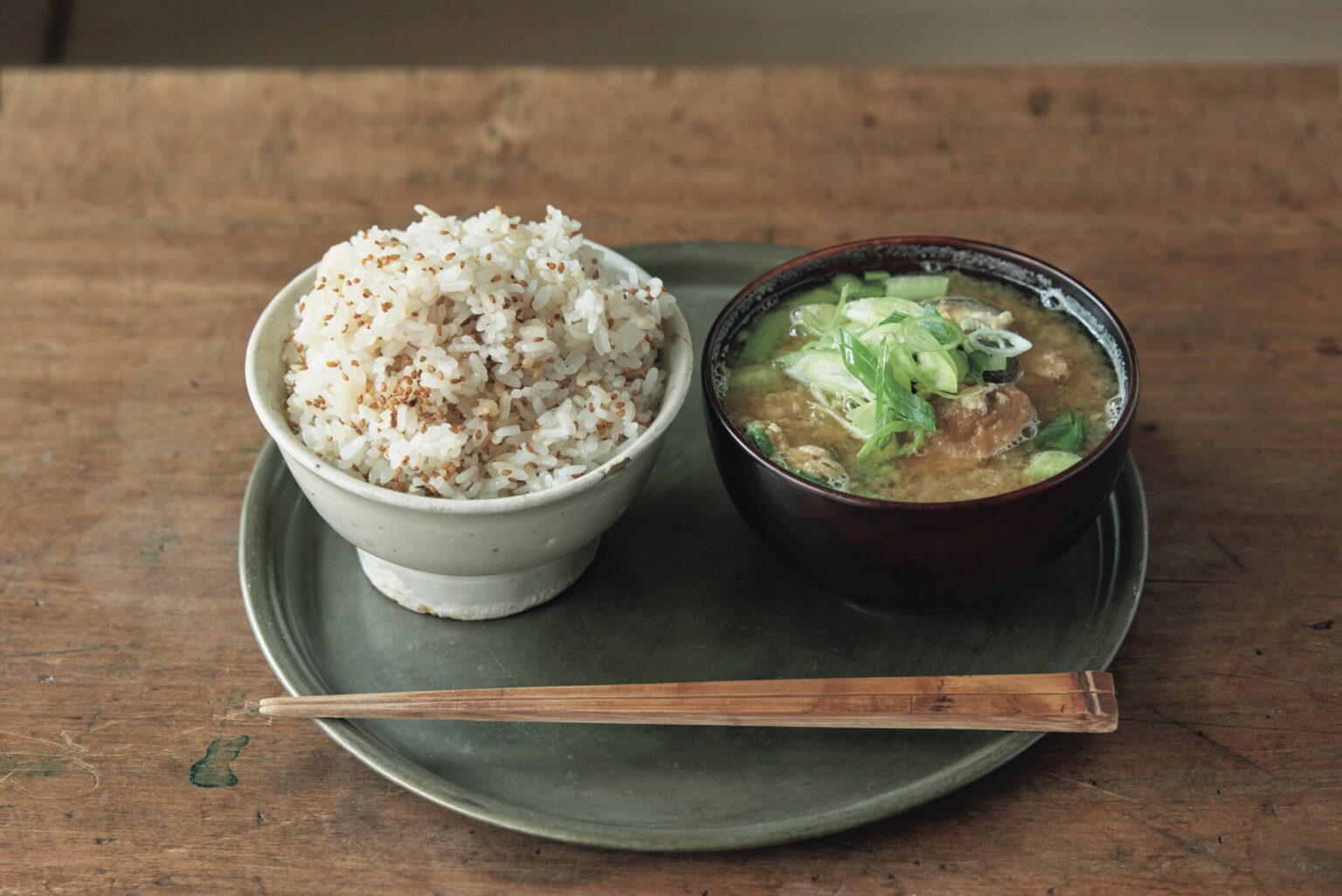 焼き芋の味噌汁+ごまの炊き込みご飯