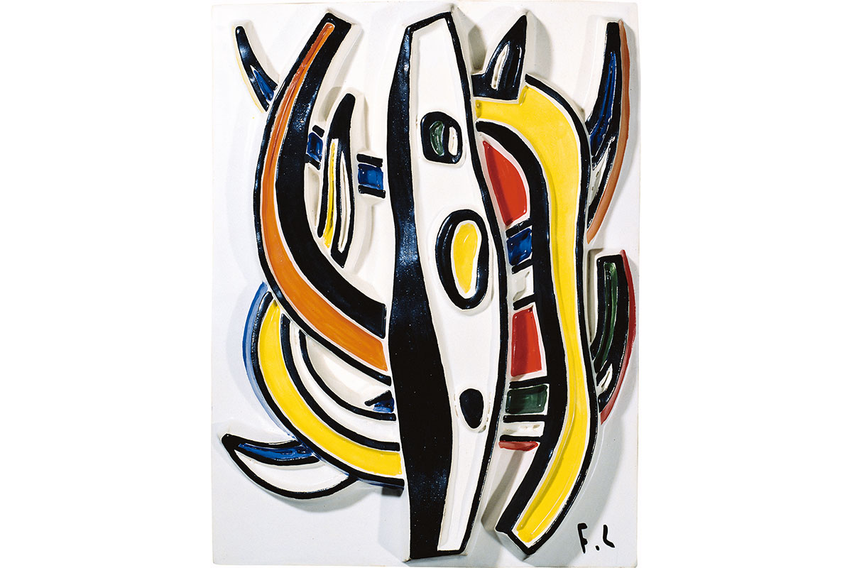 フェルナン・レジェ《コンポジション》1952 年 陶板レリーフ 44.4×34cm 公益財団法人大川美術館