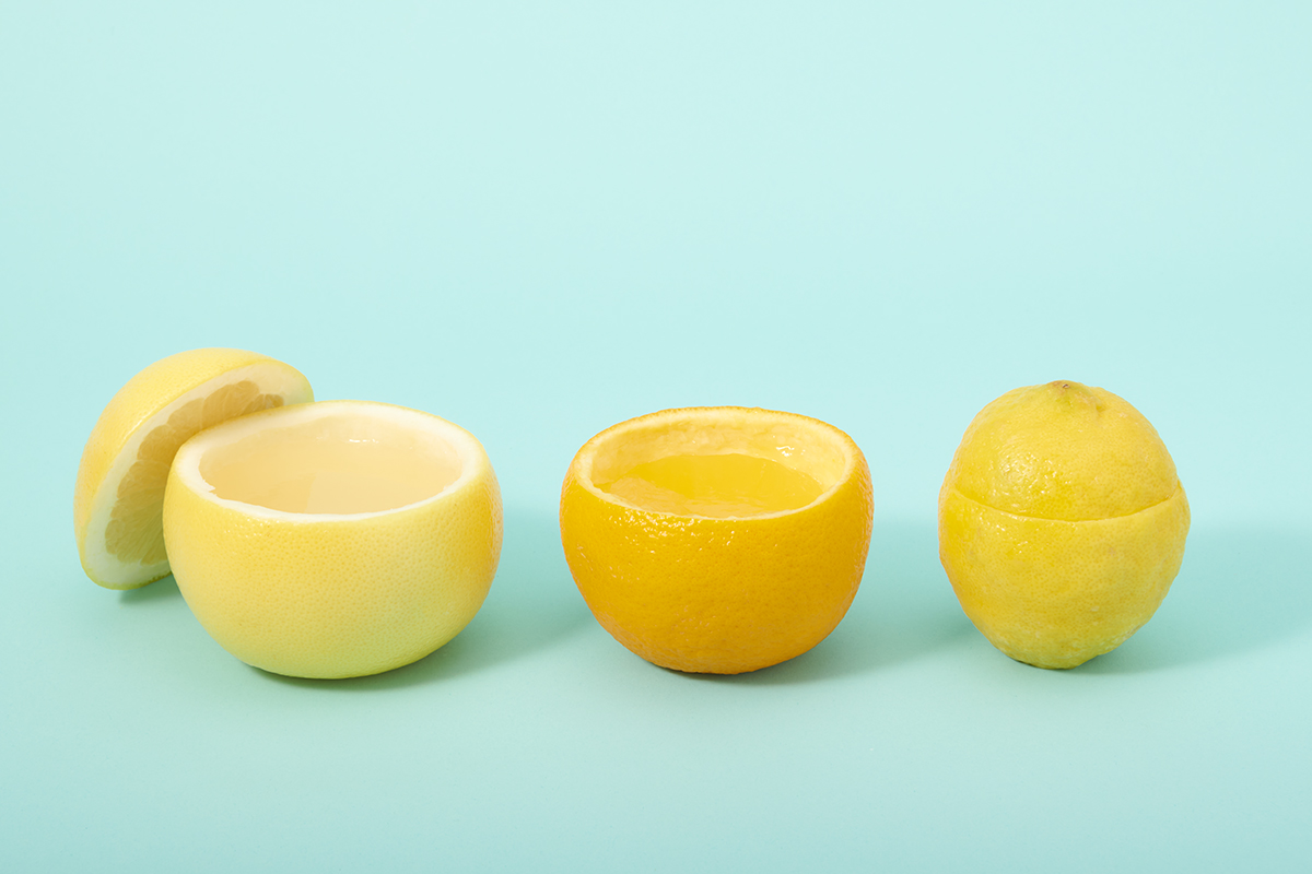 左から、グレープフルーツ、オレンジ、レモン。