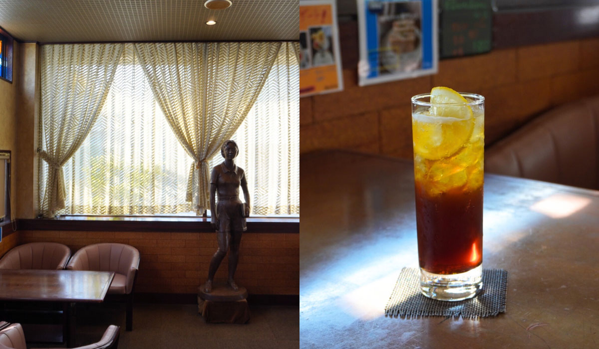〈珈琲館 サバ〉。ティーソーダ（右）は和歌山の喫茶店に多いらしい。