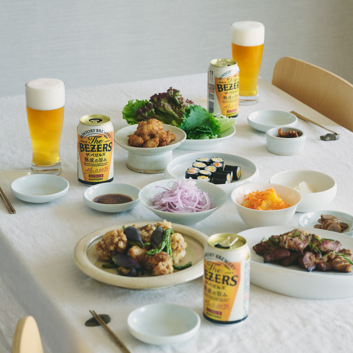 ノンアルビールのある食卓