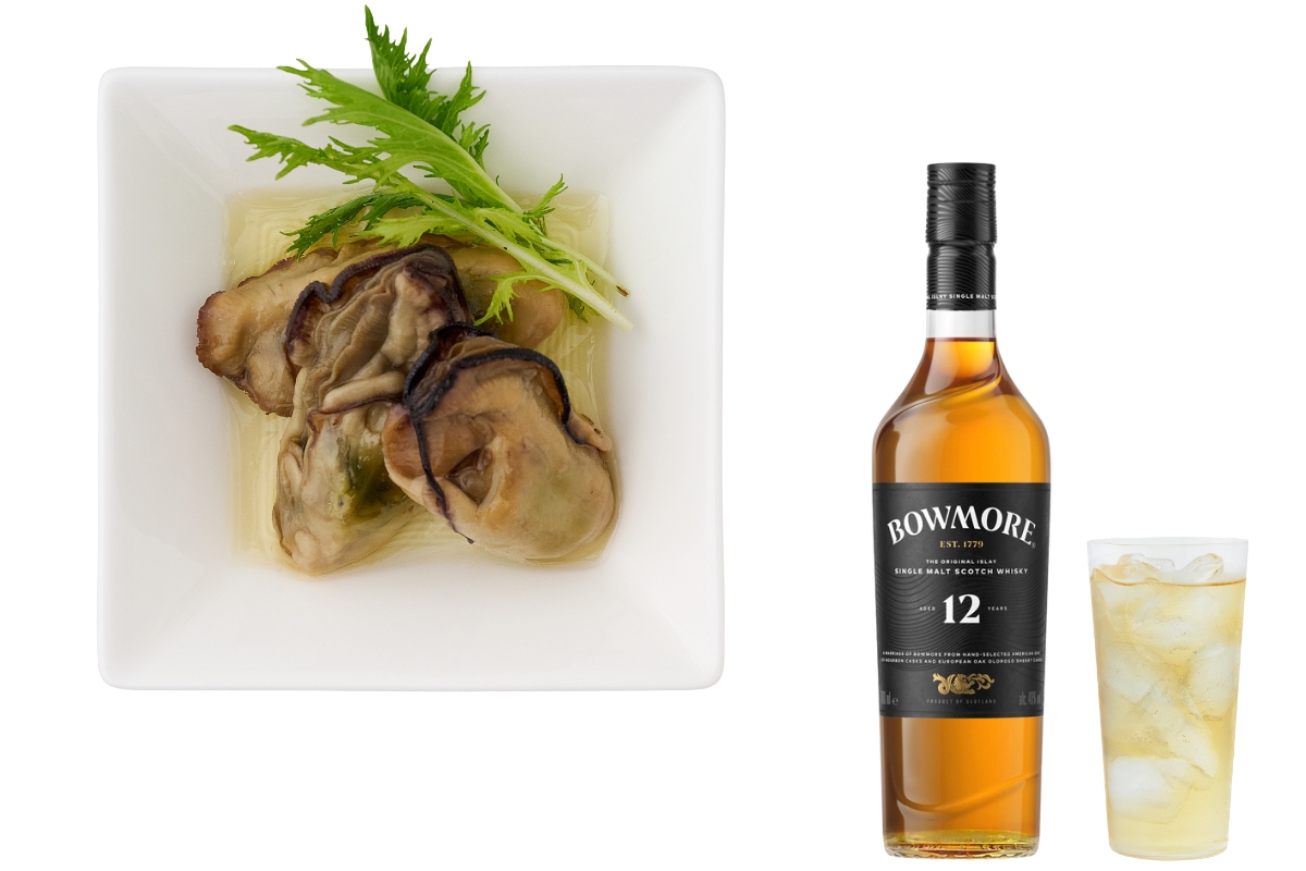 燻製牡蠣×「ボウモア」のソーダ割り