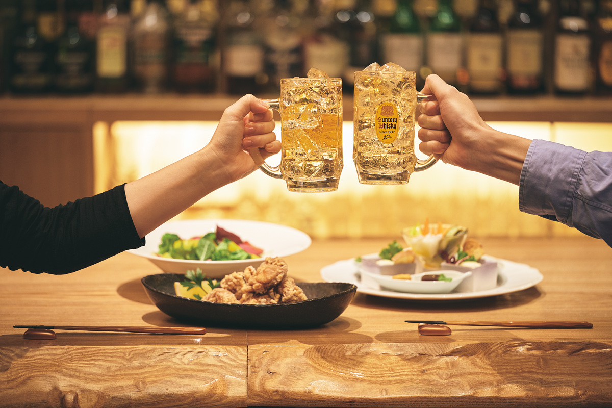 ウイスキー 角ハイボール×前菜、サラダ、唐揚げ