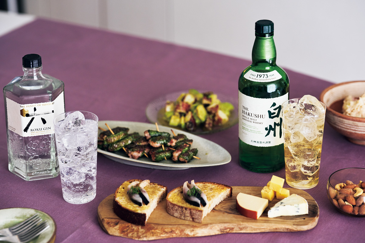 白州とROKU〈六〉×しめ鯖ブルスケッタ 大葉巻きつくね

