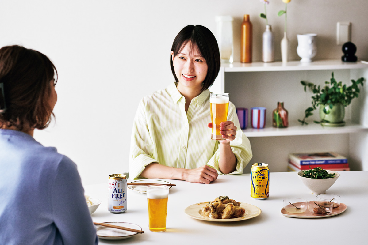 ザ・プレミアム・モルツとオールフリー×鶏の塩唐揚げ