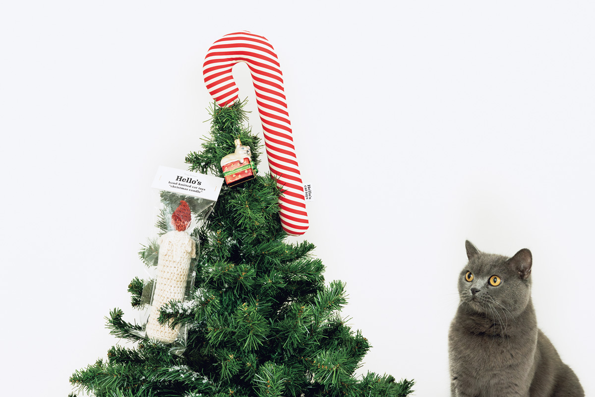 おしゃれな猫グッズ 〈Hello cats, my dear friends〉Hello’s candy cane Hello’s christmas candle