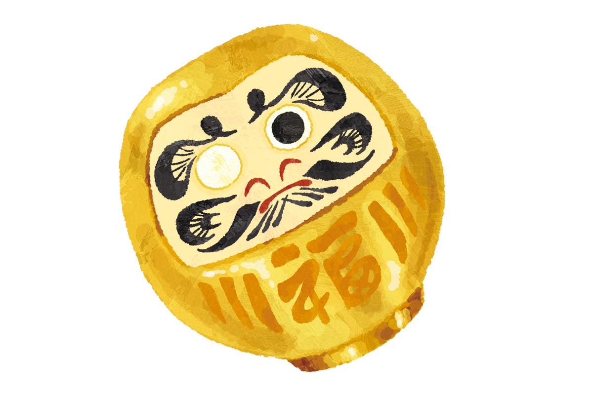 金運アップ　だるま　イラスト