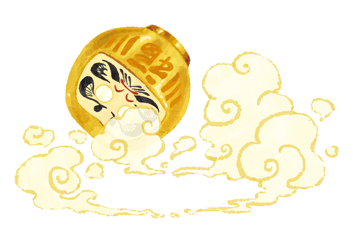 金運アップ　だるま　イラスト
