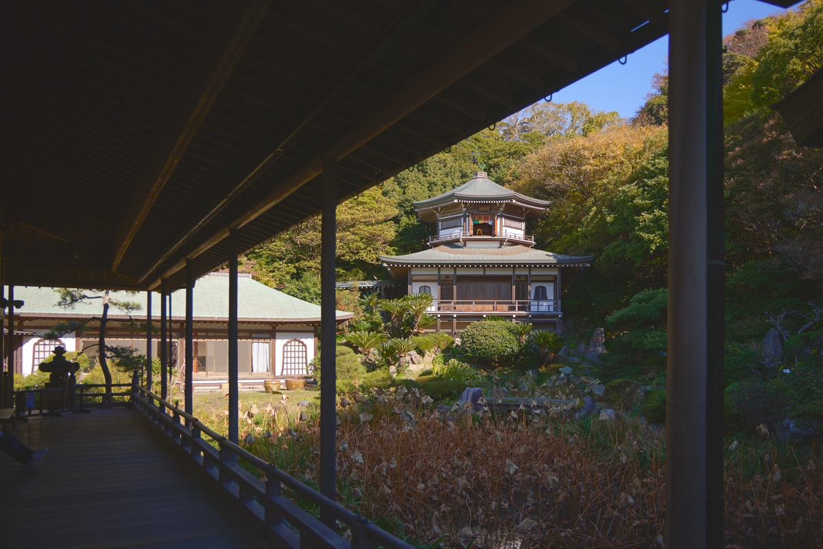 蓮池、鎌倉の海、富士山…。食事と共に絶景も楽しめる。〈浄土宗 大本山光明寺〉