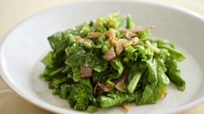 えっ！菜の花は生が正解？優しい苦さがやみつき、菜の花の熱々ソースサラダ