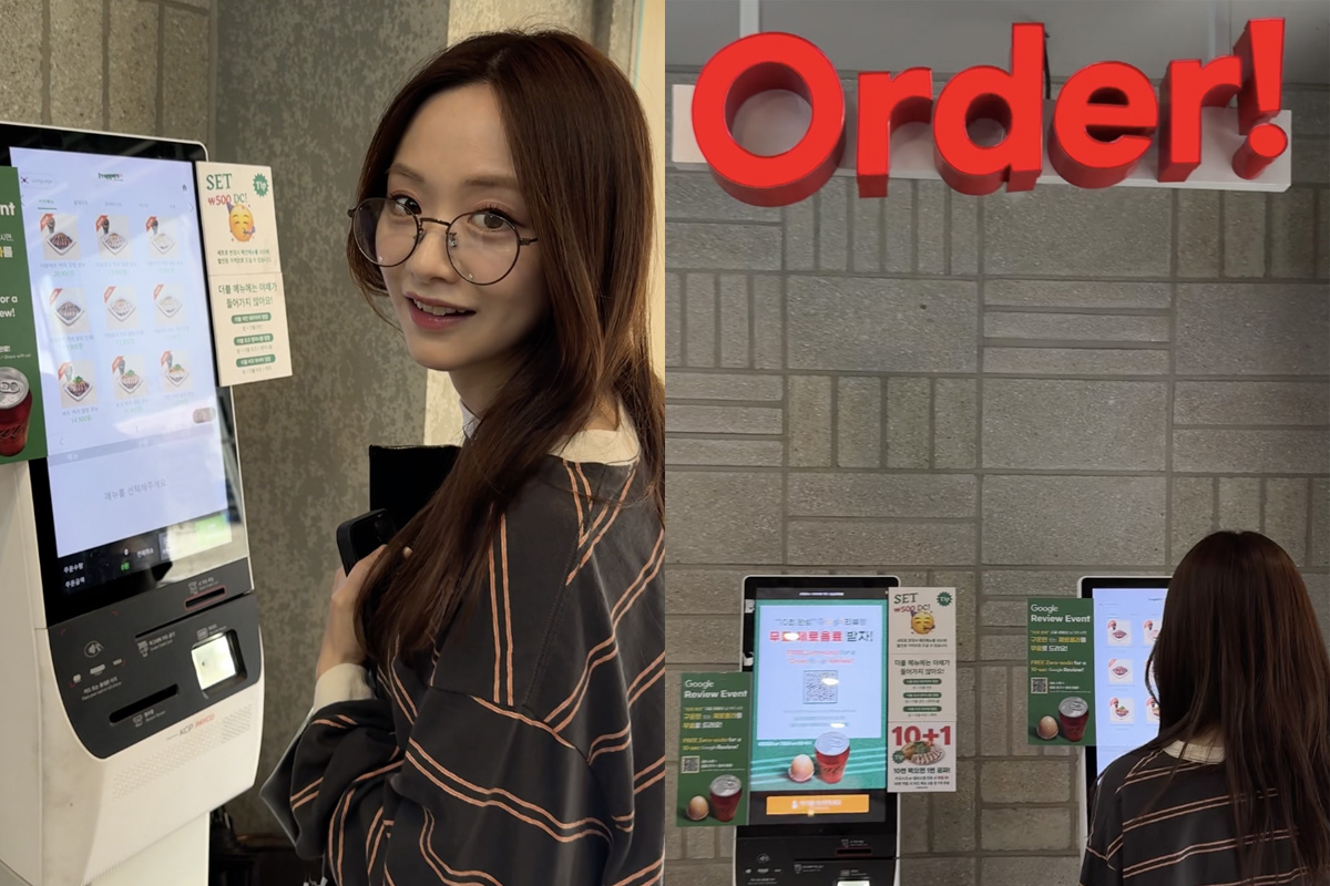 韓国で食事をオーダーする森香澄