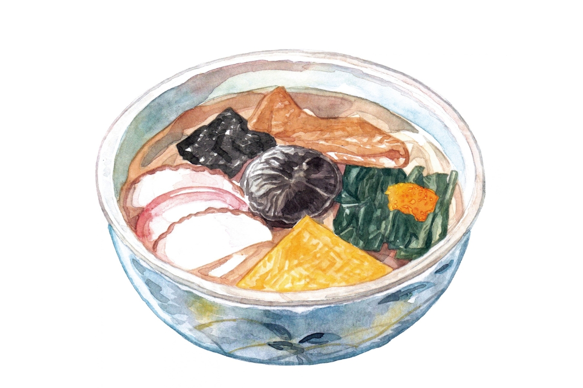 京都のしっぽくうどんのイラスト