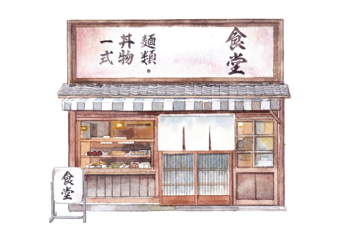 京都の食堂イラスト