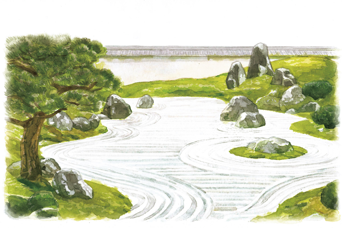 石と砂から想像する。【枯山水庭園】のイラスト